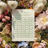 Handgeschreven Green Bridal Bingo Kaart