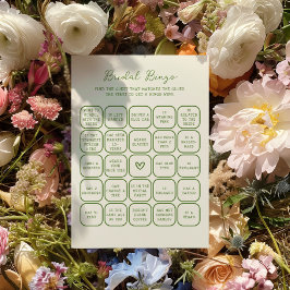 Handgeschreven Green Bridal Bingo Kaart