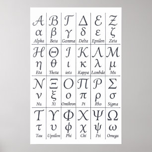 Handgeschreven Griekse Alfabet Letters Kalligraf Poster