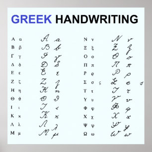 Handgeschreven Griekse Letters Leer Grieks Alfab Poster
