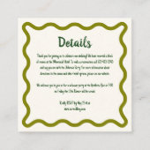 Handgeschreven grillige grens bruiloft details informatiekaartje (Voorkant)
