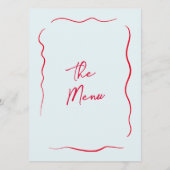 Handgeschreven grillige kleurrijke moderne bruilof menu (Achterkant)