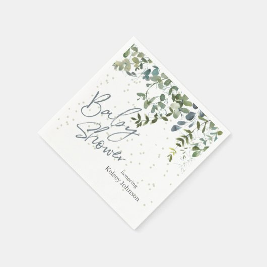 Handgeschreven groen Eucalyptus Baby shower Servet (Hoek)