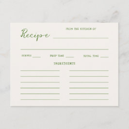 Handgeschreven groen Vrijgezellenfeest recept Informatiekaartje