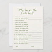 Handgeschreven Groen Wie kent de bruid beste Kaart (Voorkant)