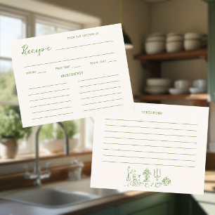 Handgeschreven groene bruiloft recept informatiekaartje