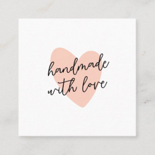 Handgeschreven Handgemaakt met Liefde Script Hart Vierkante Visitekaartje