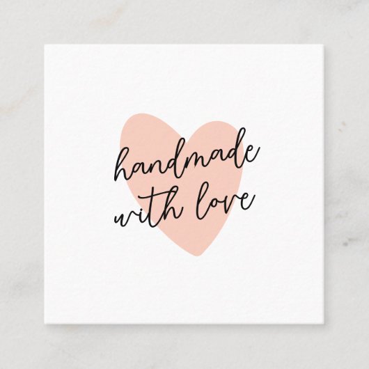 Handgeschreven Handgemaakt met Liefde Script Hart Vierkante Visitekaartje (Voorkant)