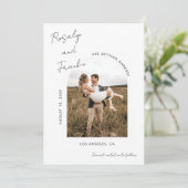 Handgeschreven Handschrift Script Boho Photo Weddi Save The Date (Staand voorkant)