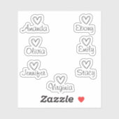Handgeschreven handtekening hart script naam stick sticker (Vel)