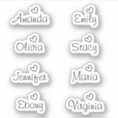 Handgeschreven handtekening hart script naam stick sticker (Voorkant)