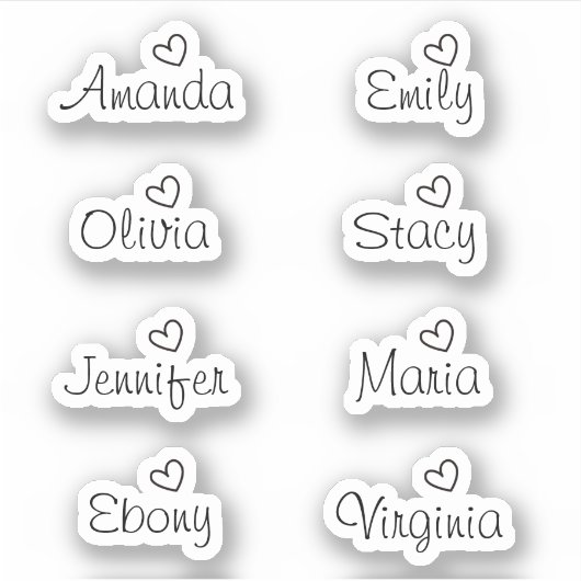 Handgeschreven handtekening hart script naam stick sticker (Voorkant)