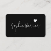 Handgeschreven handtekening Love Heart Black Visitekaartje (Voorkant)