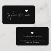 Handgeschreven handtekening Love Heart Black Visitekaartje (Voorkant / Achterkant)