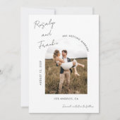 Handgeschreven handtekening script boho foto bruil save the date (Voorkant)