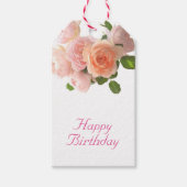 Handgeschreven Happy Birthday Tekst Bloemen Sjablo Cadeaulabel (Voorkant)