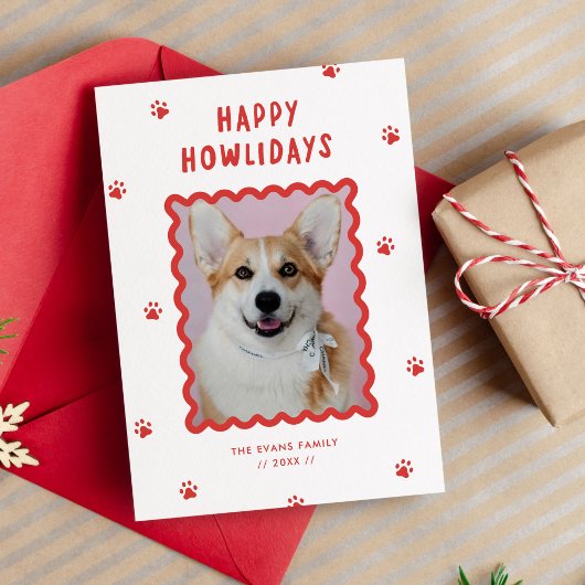 Handgeschreven Happy Holidays Dog Photo Insert Feestdagenkaart