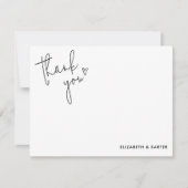 Handgeschreven hart script bruiloft dank u notitiekaartje (Voorkant)