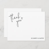 Handgeschreven hart script bruiloft dank u notitiekaartje (Voorkant / Achterkant)