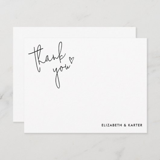 Handgeschreven hart script bruiloft dank u notitiekaartje (Voorkant / Achterkant)