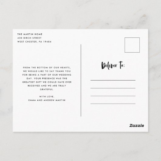 Handgeschreven harthuwelijk Hartelijk dank Briefka Briefkaart (Achterkant)