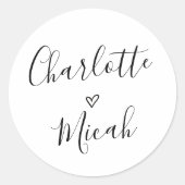 Handgeschreven heartbruiloft Envelope-zegels Ronde Sticker (Voorkant)