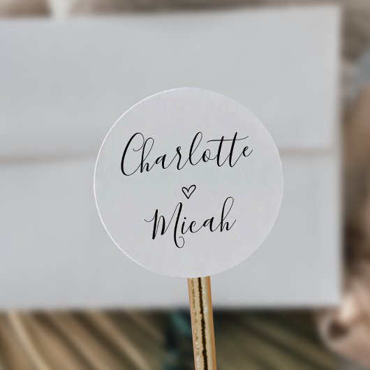 Handgeschreven heartbruiloft Envelope-zegels Ronde Sticker