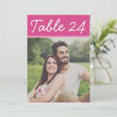 Handgeschreven Heet Roze Huwelijksfoto Tafelnummer (Staand voorkant)