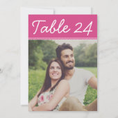Handgeschreven Heet Roze Huwelijksfoto Tafelnummer (Achterkant)