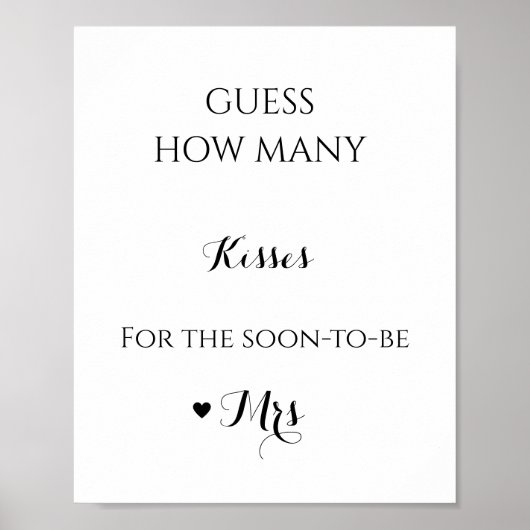 Handgeschreven hoeveel kisses vrijgezellenfeest sp poster (Voorkant)