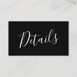 Handgeschreven Huwelijksdetails Zwart Informatiekaartje