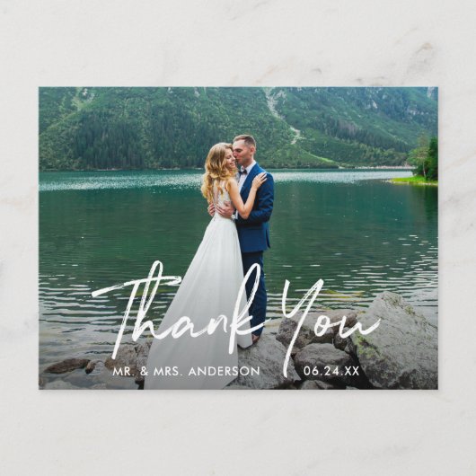 Handgeschreven Huwelijksfoto Bedankt Briefkaart (Voorkant)