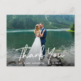 Handgeschreven Huwelijksfoto Bedankt Briefkaart