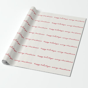 Handgeschreven Inkt Berry Red On Cream Holiday Cus Cadeaupapier