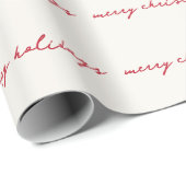 Handgeschreven Inkt Berry Red On Cream Holiday Cus Cadeaupapier (Rol Hoek)