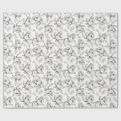 Handgeschreven inkt Magnolia Flower Gift Wrap Cadeaupapier (Vlak)