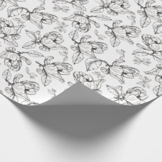 Handgeschreven inkt Magnolia Flower Gift Wrap Cadeaupapier