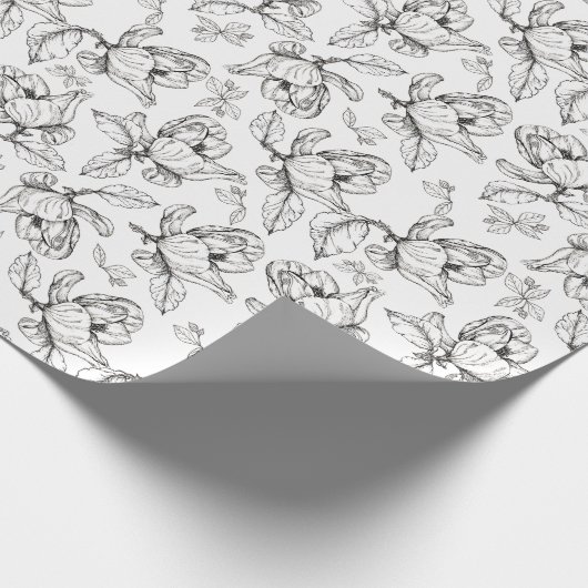 Handgeschreven inkt Magnolia Flower Gift Wrap Cadeaupapier (Hoek)