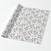 Handgeschreven inkt Magnolia Flower Gift Wrap Cadeaupapier (Uitgerold)