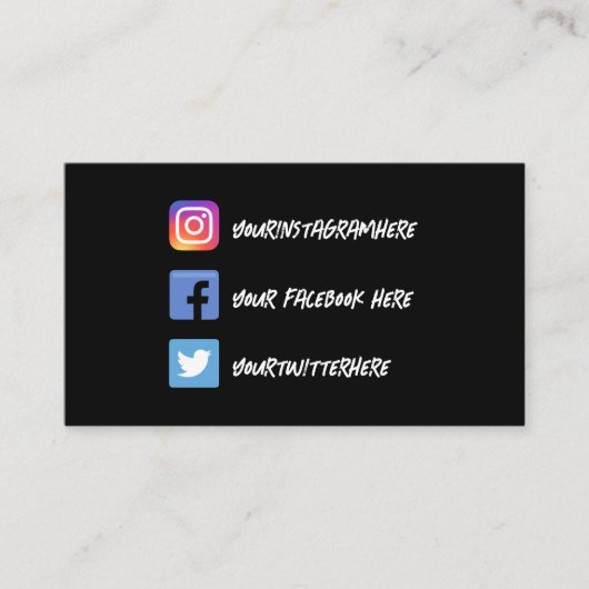 Handgeschreven  Instagram Twitter Facebook Visitekaartje (Voorkant)