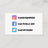 Handgeschreven  Instagram Twitter Facebook Visitekaartje (Voorkant)