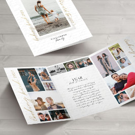 Handgeschreven jaar in Review Letter Scrapbook Pho Drieluik Uitnodiging