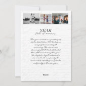 Handgeschreven jaar in Review Letter Scrapbook Pho Feestdagenkaart (Achterkant)