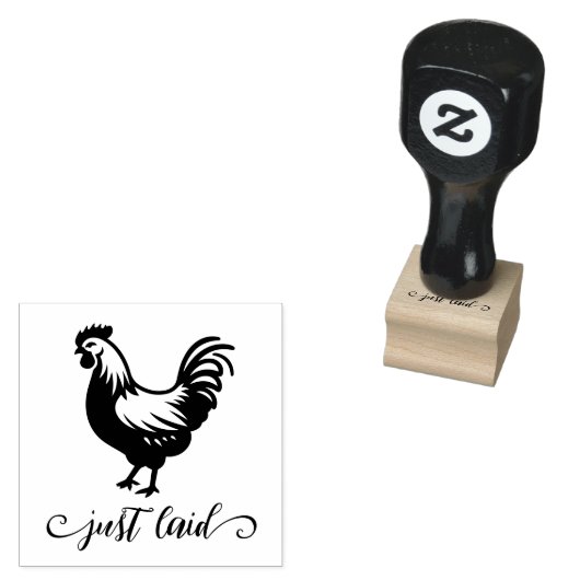 Handgeschreven "Just laid" mini kip ei stempel (Gestempeld)