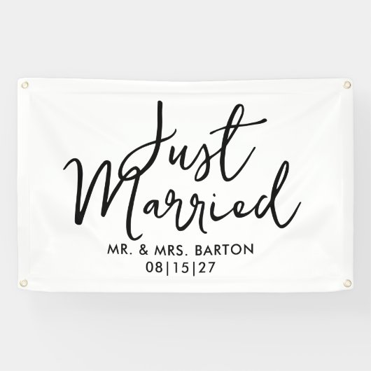 Handgeschreven Just Married Car Banner (Horizontaal)