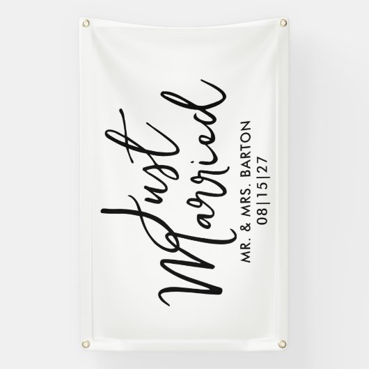 Handgeschreven Just Married Car Banner (Verticaal)