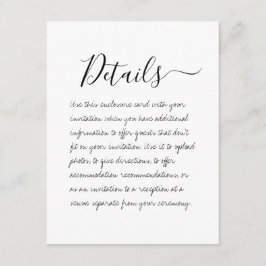 Handgeschreven Kaart met details over bruiloft