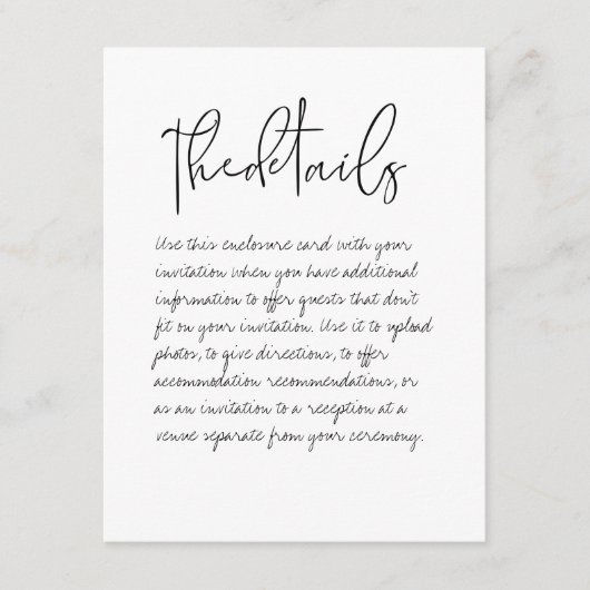 Handgeschreven Kaart met details over bruiloft (Voorkant)