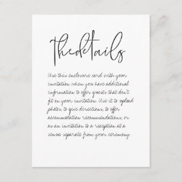 Handgeschreven Kaart met details over bruiloft