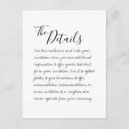 Handgeschreven Kaart met details over bruiloft